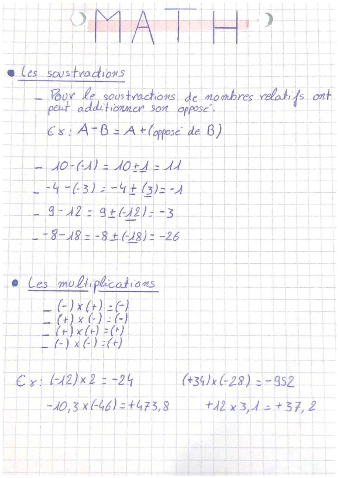 • Les Nombres Relatifs
5 2
4
-5-4-3-2
3
2
A
2 M
-2
-3
-4
SS
S
+
MATH
+
-
D x
Are des ordonnées
1 2 3 4 $
Axe des abscisses
Dans le codage d'