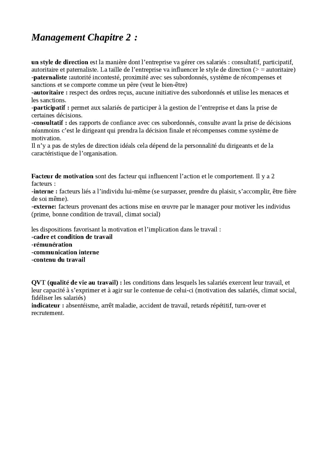 Style de direction Management 