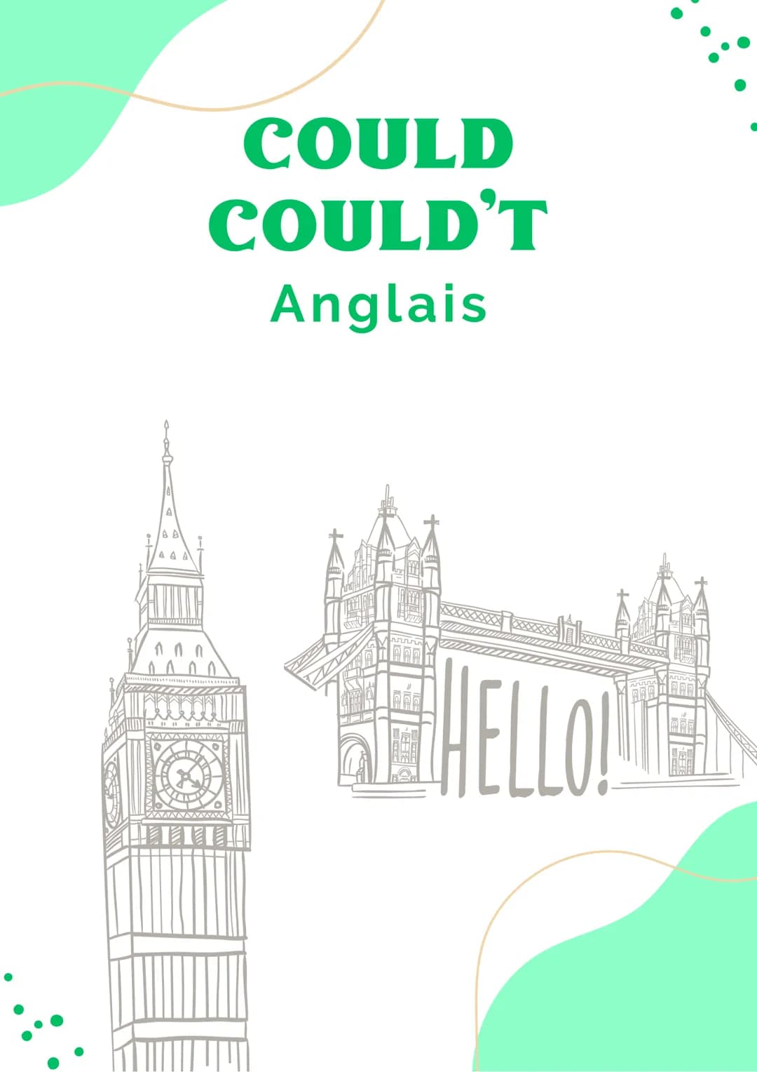 AAA
^nn
COULD
COULD'T
Anglais
TELETE!!!!
HELLO! COULD / COULD'T
COULD et COULDN'T sont la forme passée de CAN
et CAN'T.
Ils permettent ainsi
