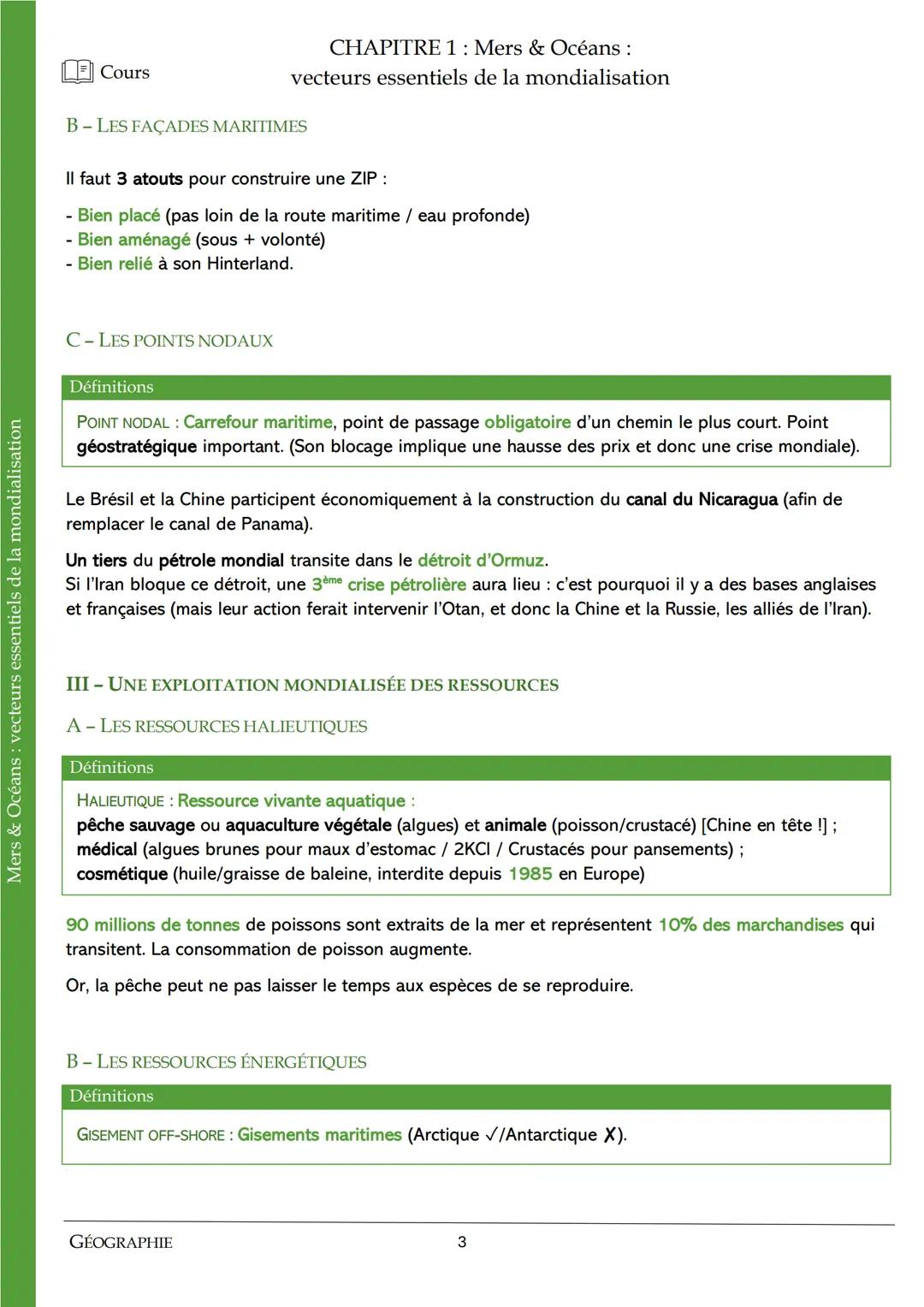 Mers & Océans: vecteurs essentiels de la mondialisation
Cours
CHAPITRE 1: Mers & Océans:
vecteurs essentiels de la mondialisation
INTRODUCTI