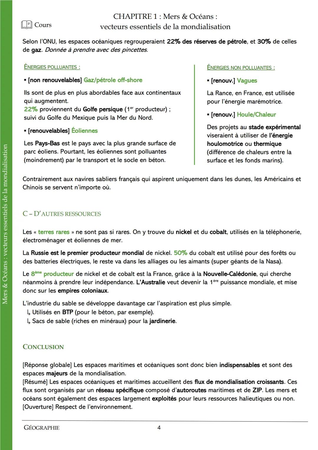 Mers & Océans: vecteurs essentiels de la mondialisation
Cours
CHAPITRE 1: Mers & Océans:
vecteurs essentiels de la mondialisation
INTRODUCTI