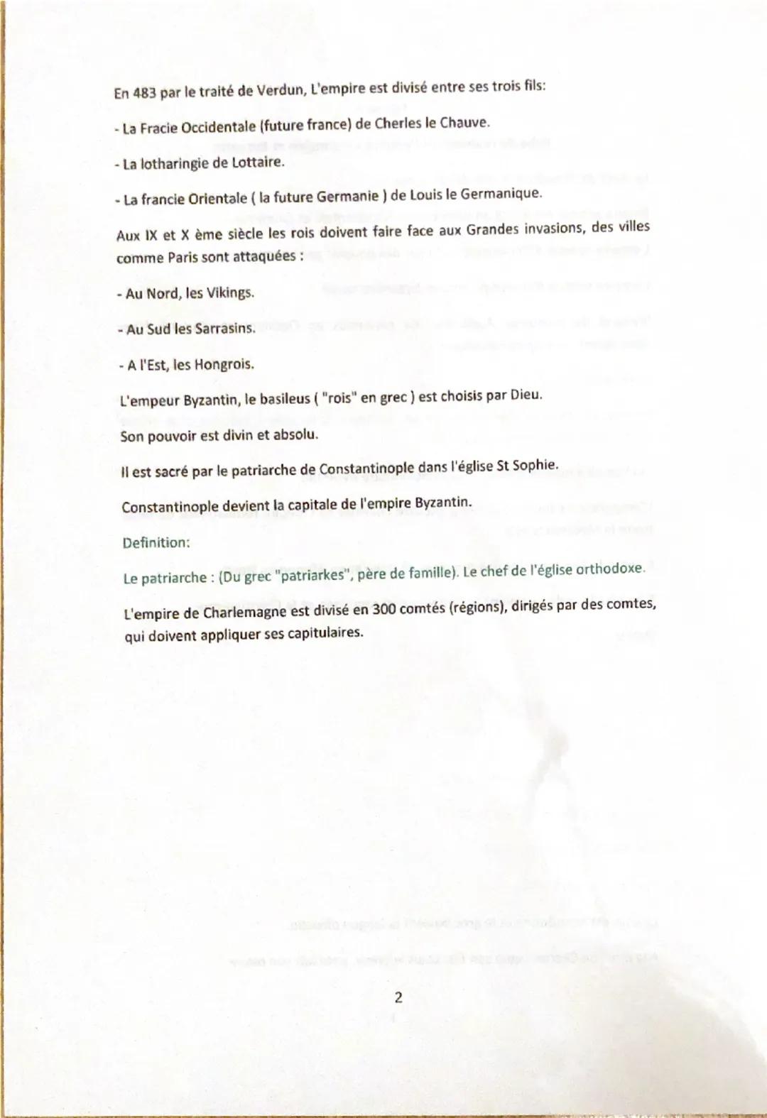 Histoire
fiche de revision sur l'empire Carolingien et Byzantin
La mort de Theodose le grand/395 apres J.C.
Empire romain est divisé en deux