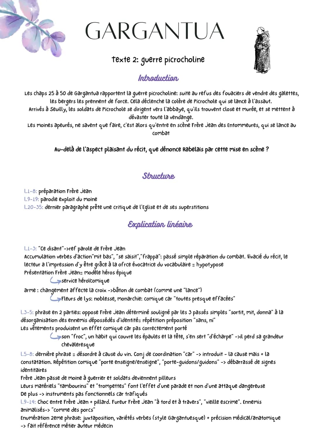 GARGANTUA
texte 2: guerre picrocholine
Introduction
Les chaps 25 à 50 de Gargantua rapportent la guerre picrocholine: suite au refus des fou
