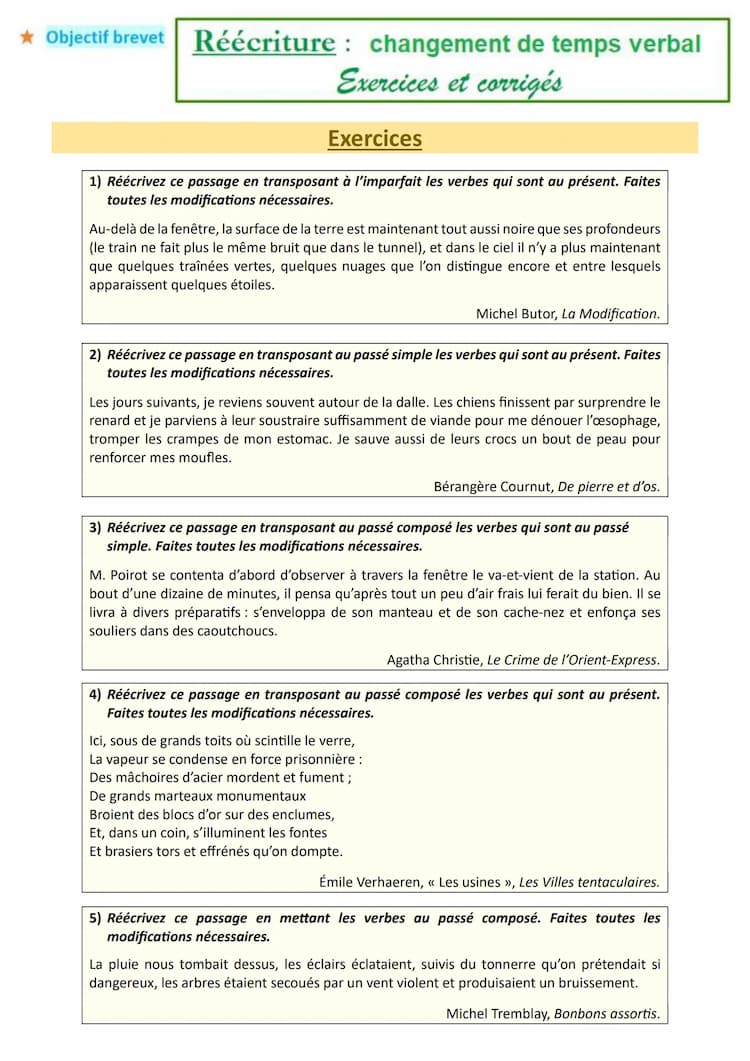 Know Réécriture : Le changement de temps verbal (exercices et corrigés) thumbnail