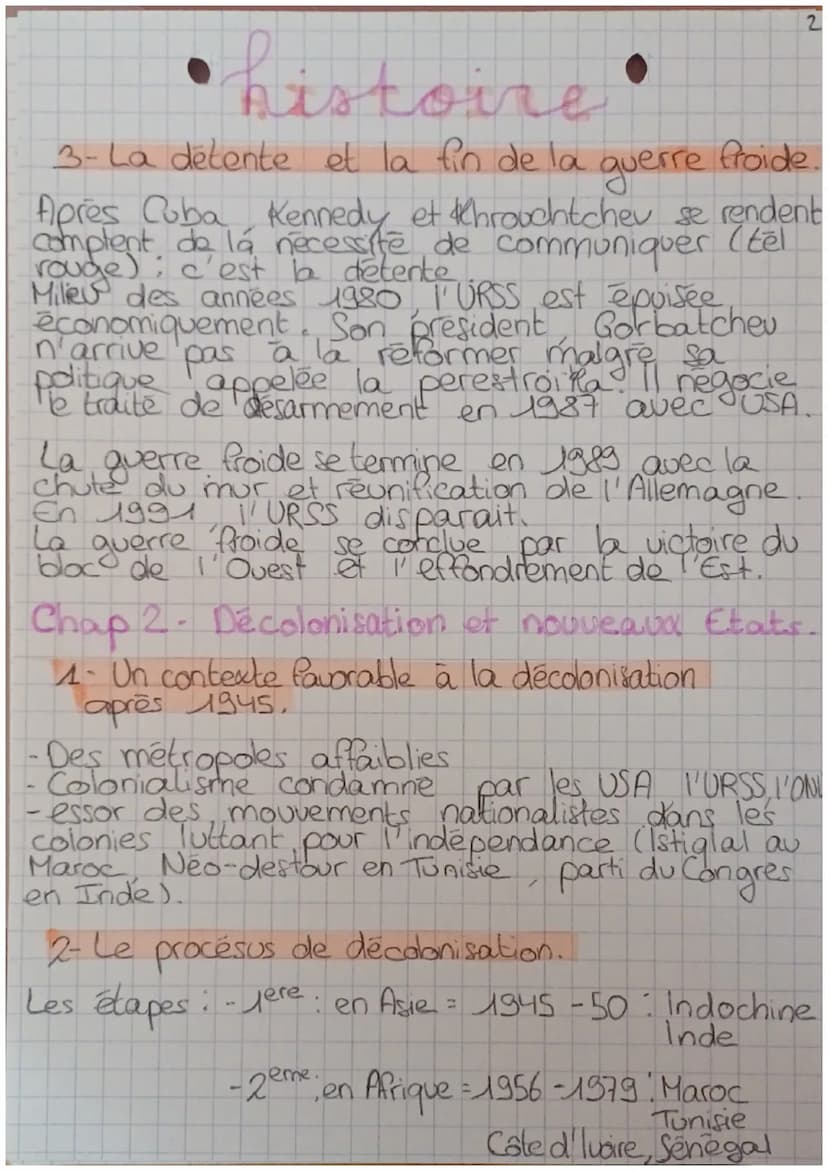 histoine
Le monde depuis 1945
Chap 1 Le monde bipolaire au temps de la
querre Roide: 1947-1989.
1- De l'espoir de paix à la
guerre
froide.
A