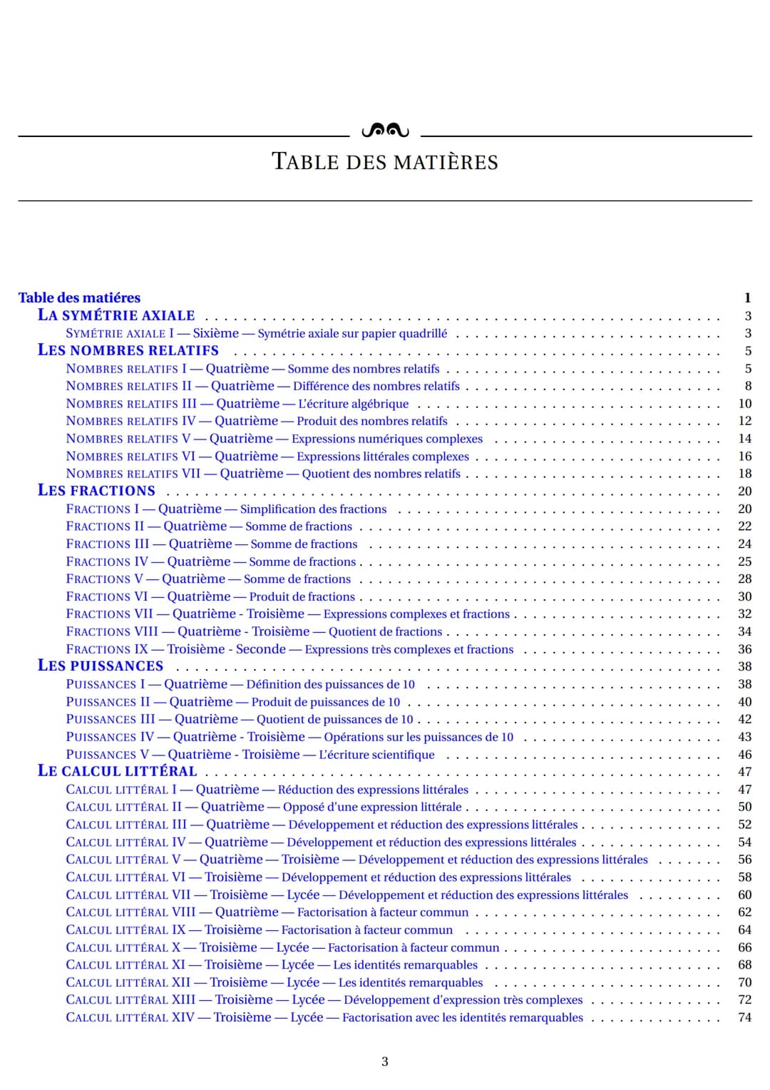 Fabrice ARNAUD
Version du 2 mars 2023
pi.ac3j.fr
contact@ac3j.fr
FICHE D'EXERCICES TECHNIQUES Ⓡ
Mathématiques pour le collège
<< Les travaux
