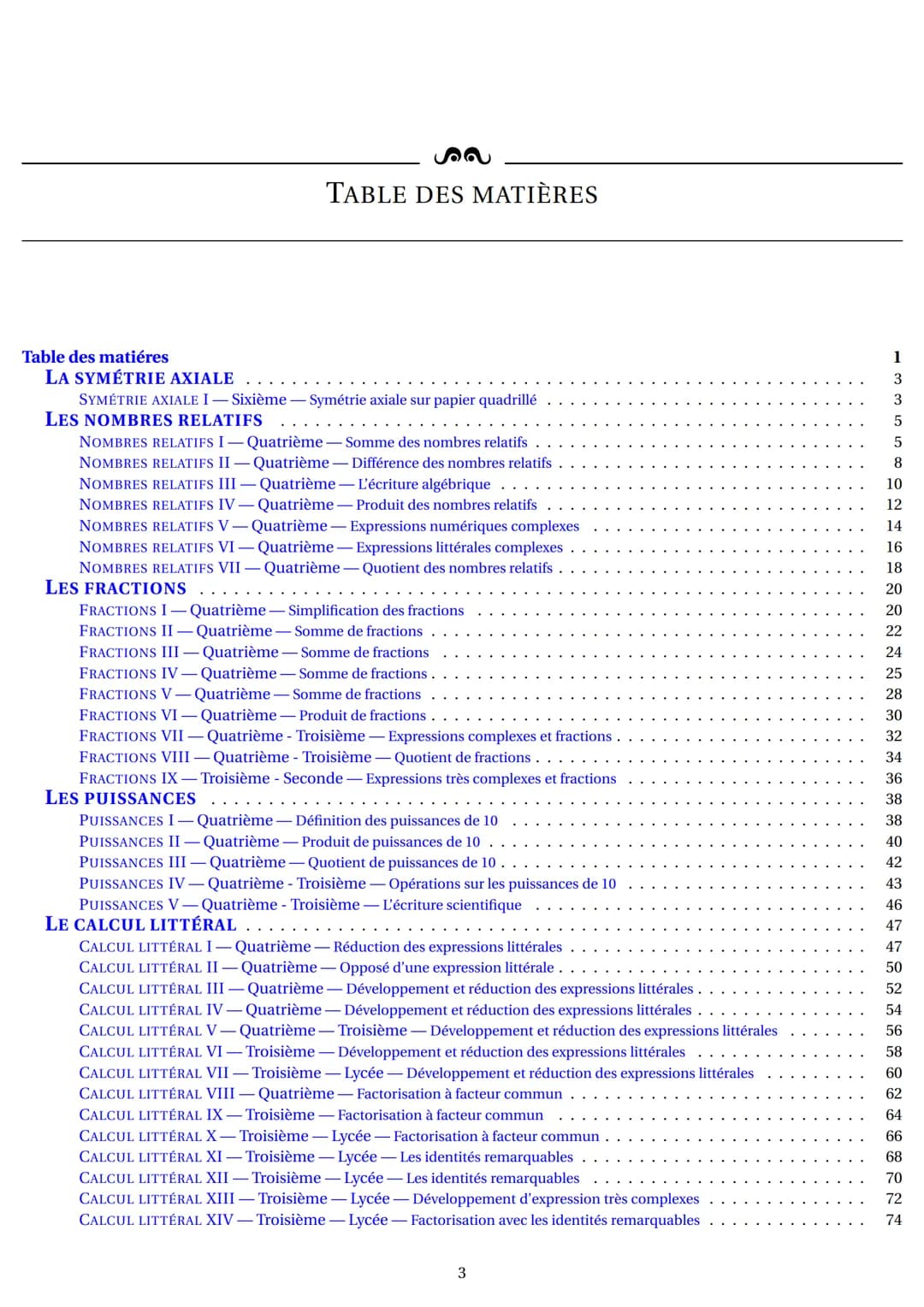 Fabrice ARNAUD
Version du 2 mars 2023
pi.ac3j.fr
contact@ac3j.fr
FICHE D'EXERCICES TECHNIQUES Ⓡ
Mathématiques pour le collège
<< Les travaux