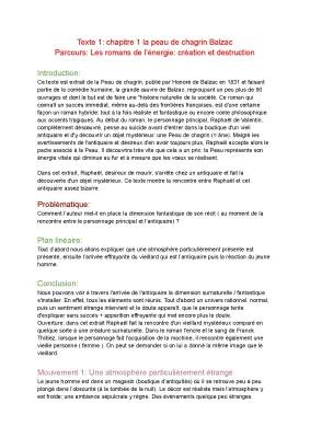 Know Texte resume analyse linéaire extrait du chapitre 1 de la peau de chagrin de Balzac thumbnail