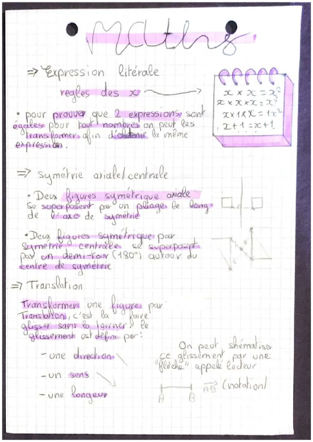 Expression Littérale et Symétrie Axiale pour les 4ème et 5ème : Exercices Corrigés