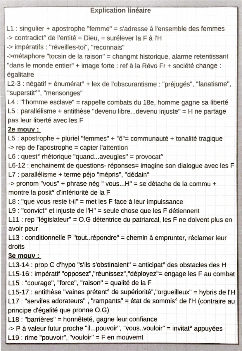 Texte 12
Postambule, Olympe de Gouges
Intro :
O.G est une femme de lettre d'origine bourgeoise de la 2nd moitié du
18e siècle. Son combat co