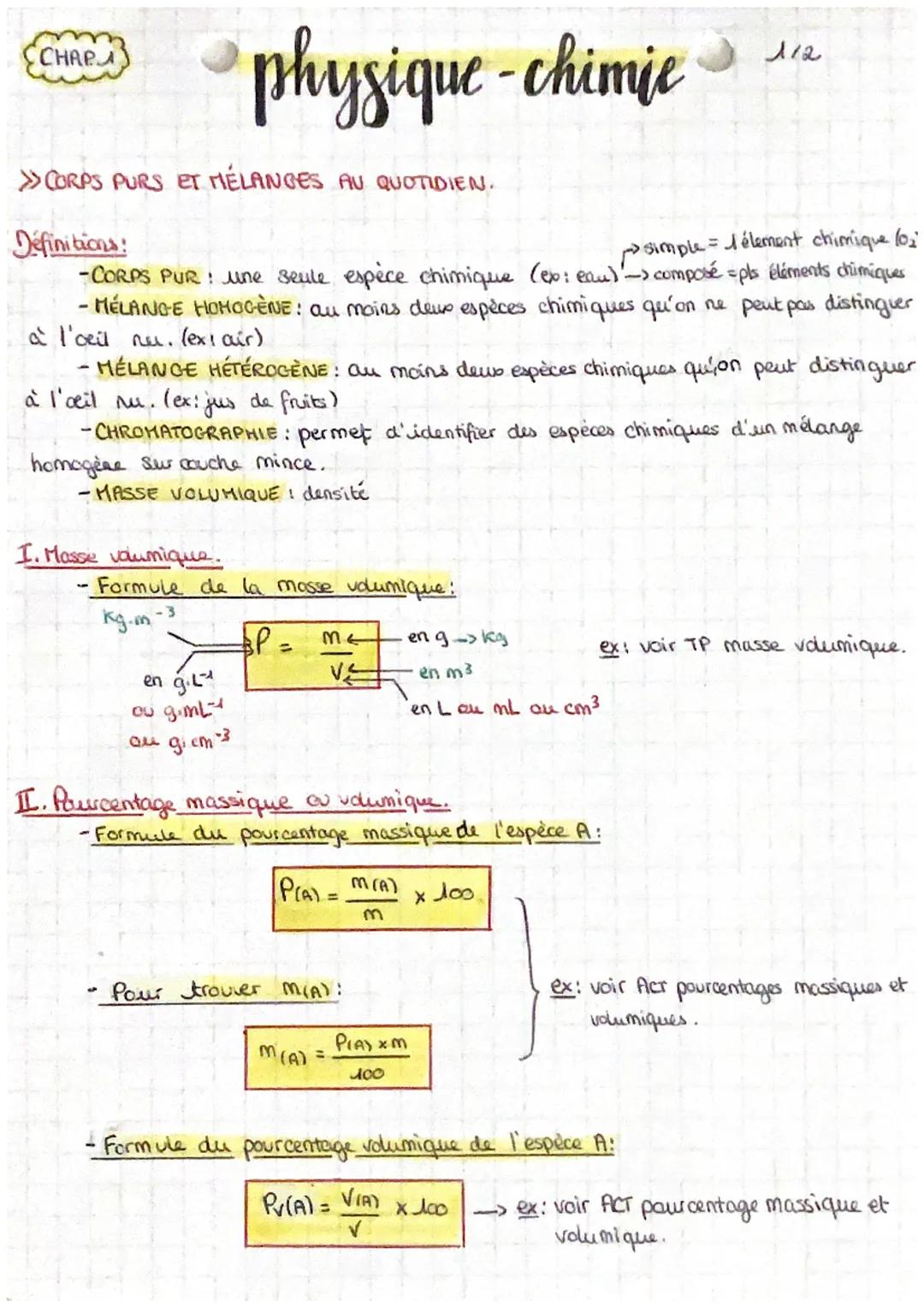 CHAPA
• physique-chimie
>>CORPS PURS ET MÉLANGES AU QUOTIDIEN.
Définitions:
simple=
-CORPS PUR: une seule espèce chimique (ex: eau) -> compo
