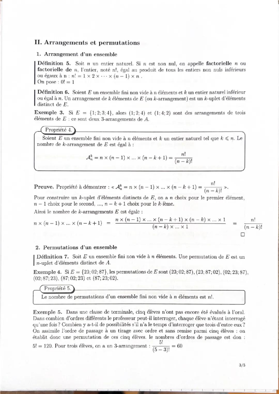CHAPITRE 2 : DÉNOMBREMENT ET COMBINATOIRE 
Teminale: spécialité, 2020-2021, A. Elfanni
I. Cardinal d'ensemble
1. Réunion disjointe
Définitio
