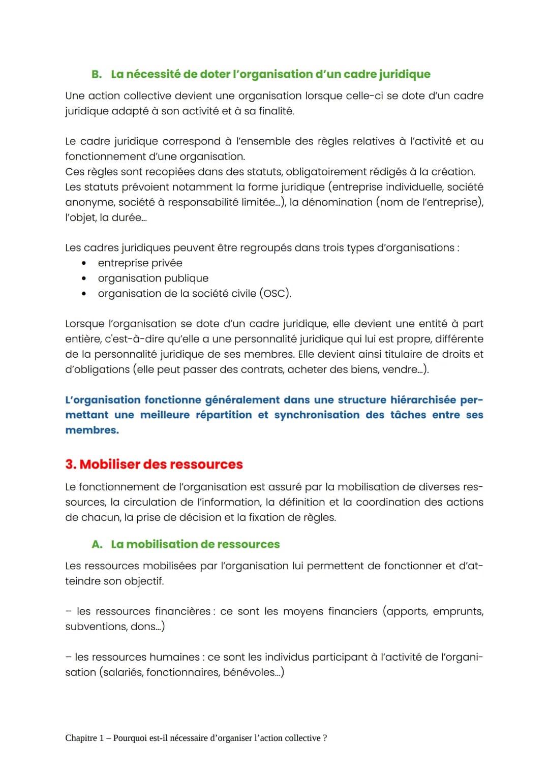 Chapitre 1
Pourquoi est-il nécessaire d'organiser
l'action collective ?
L'action collective, qui doit être distinguée de l'action individuel