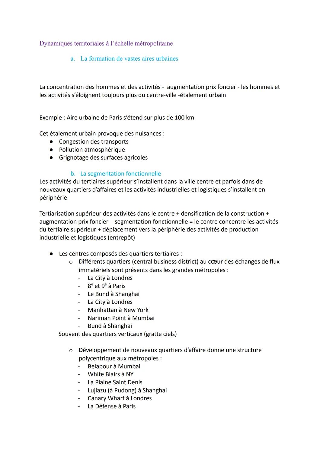 Dynamiques territoriales à l'échelle métropolitaine
a. La formation de vastes aires urbaines
La concentration des hommes et des activités - 