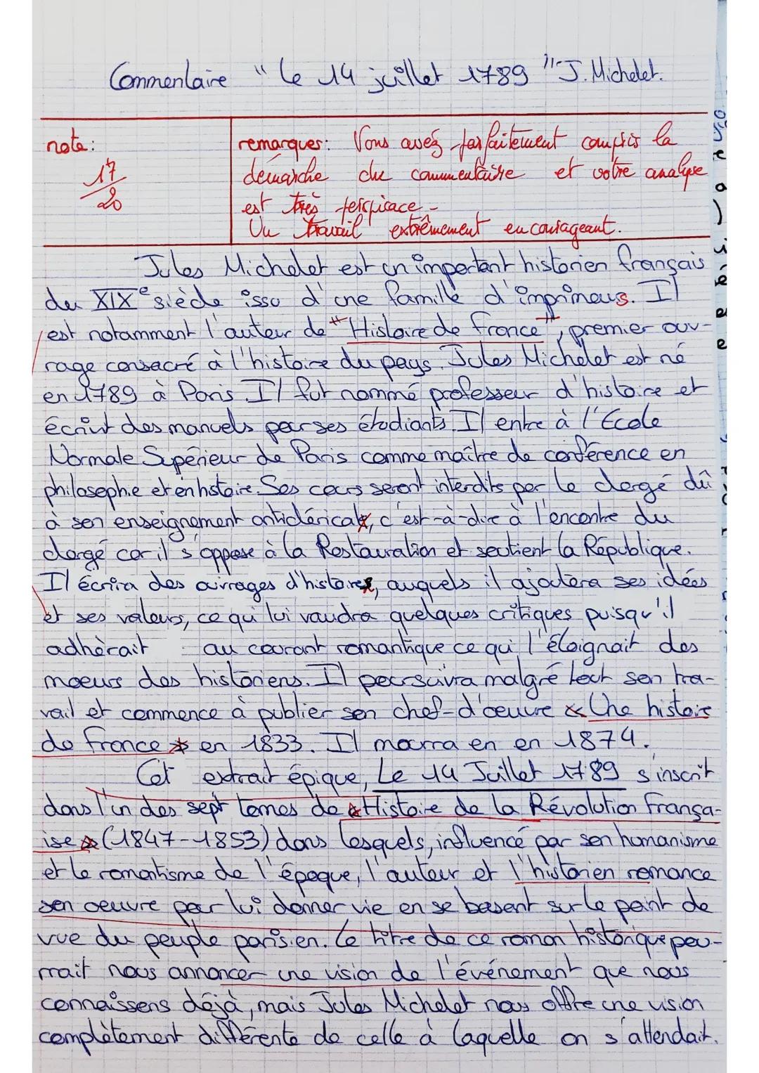 Initiation au commentaire (2de)

Fils d'un artisan imprimeur, Jules Michelet (1798-1874) travaille avec son père, en même temps qu'il mène d