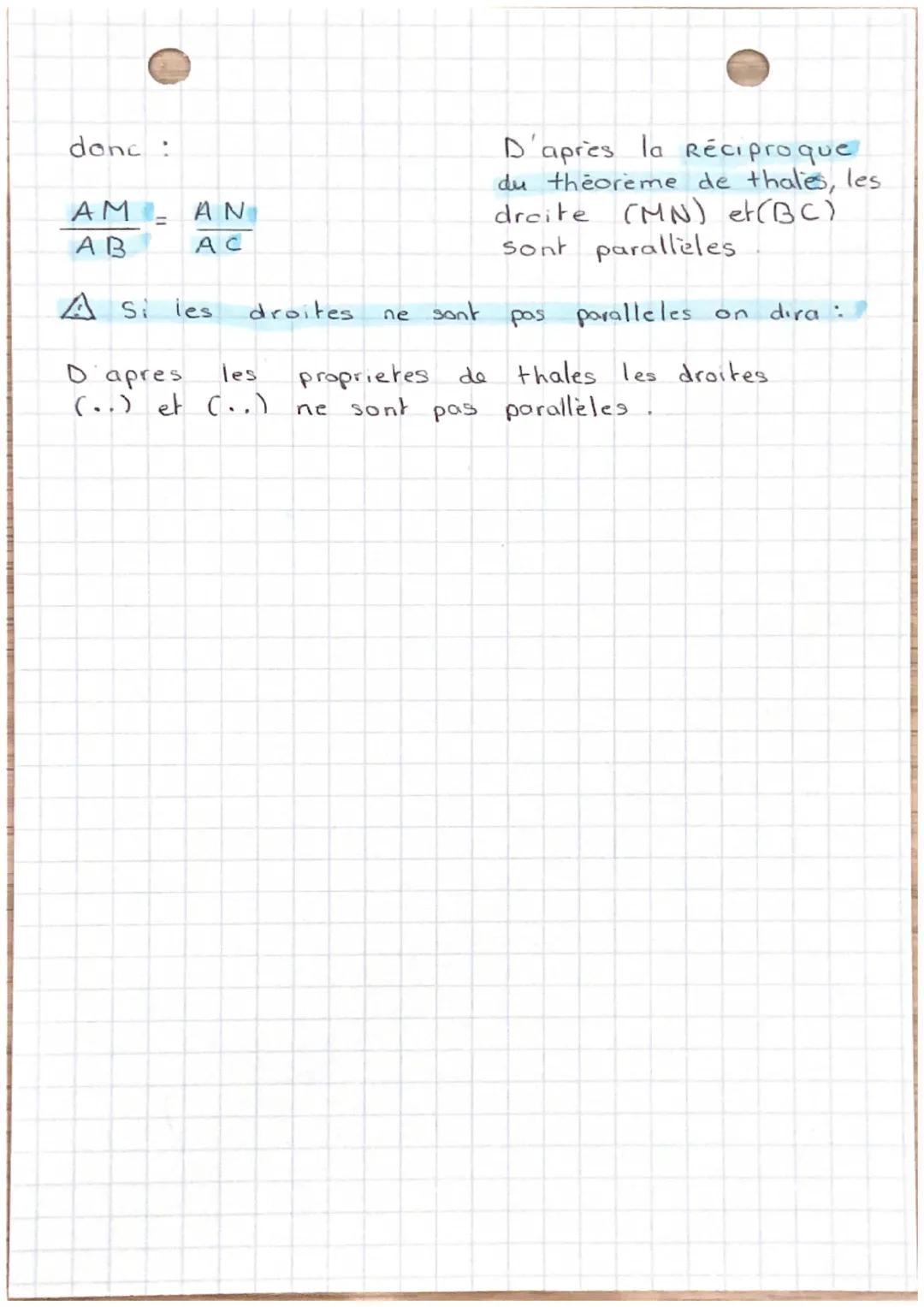 Theoreme
-> droite (DB) (EC) //
-> A, D, E Aligné
-> A, BC, Aligné
-> (AE) (AC) secant en A
AD
A E
• maths
Thales
=
AD
2
A € = 3 = 4
E
AM
AB