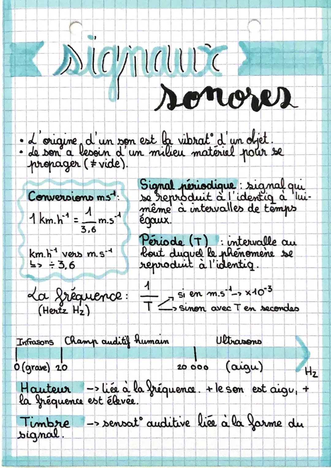 « signaux
sonores
objet.
L'origine d'un son est la vibratº d'
Le son a besoin d'un milieu matériel pour se
propager (vide).
●
Conversions ms