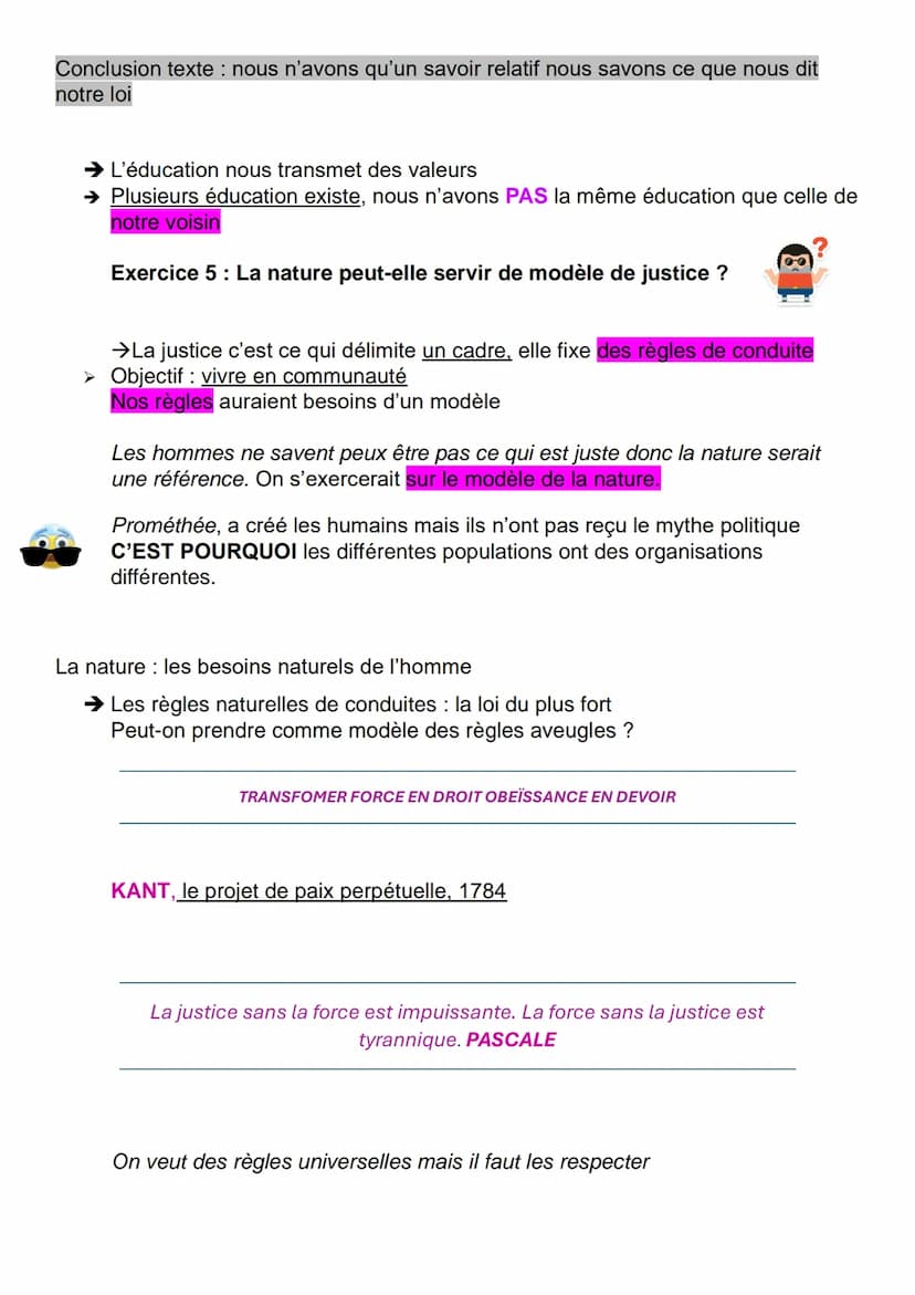亦
LA JUSTICE
Sens de «justice >>
La justice désigne la conformité avec le droit et le sentiment d'équité
Elle est la recherche de la conform
