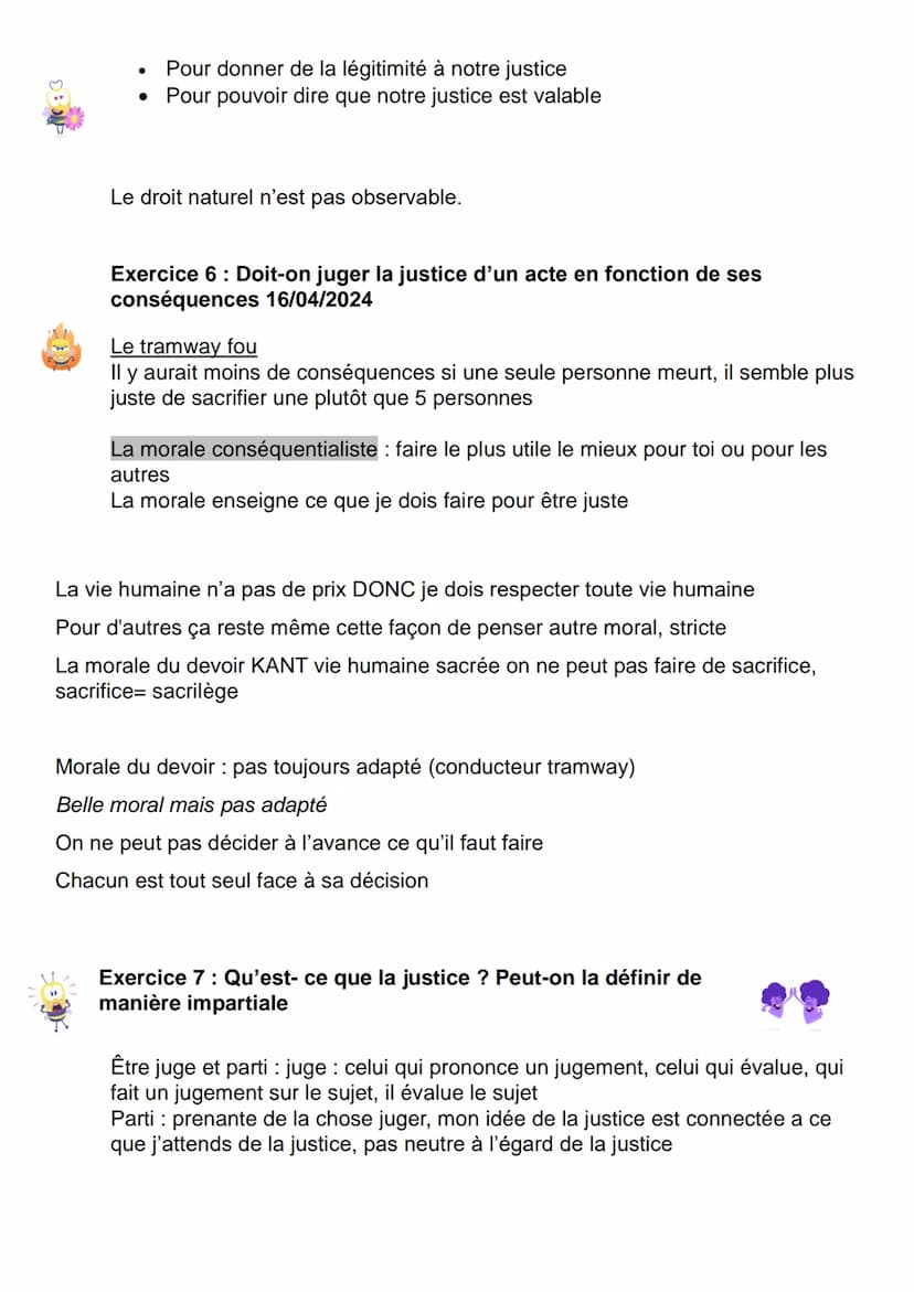 亦
LA JUSTICE
Sens de «justice >>
La justice désigne la conformité avec le droit et le sentiment d'équité
Elle est la recherche de la conform