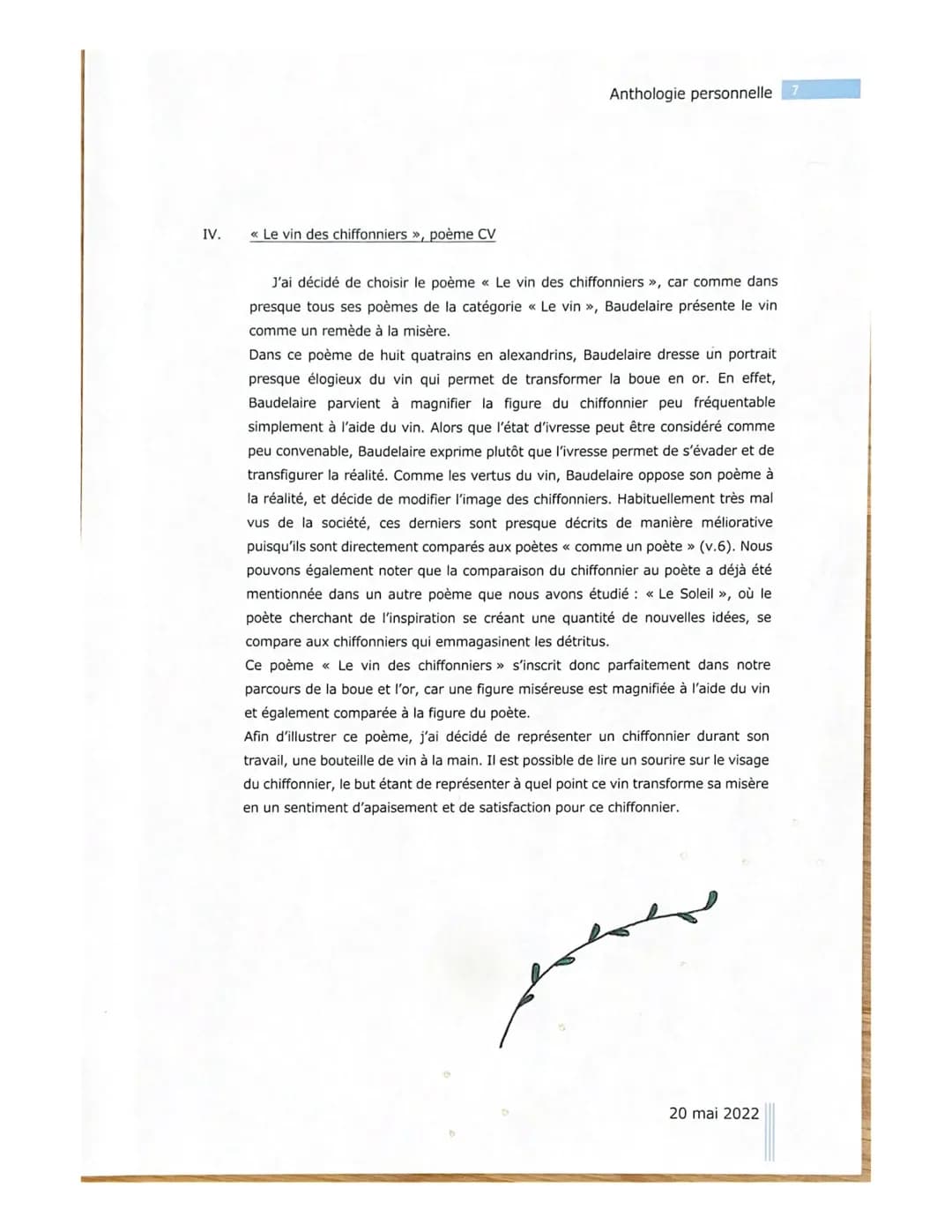 FLEURS
DU
MAL
Anthologie personnelle
EMMA MELO 18 I.
Anthologie personnelle
« L'albatros »>, poème II
J'ai décidé de choisir le poème « L'al
