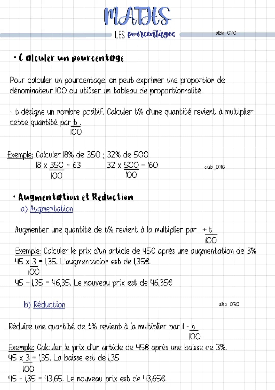 Maths: les pourcentages