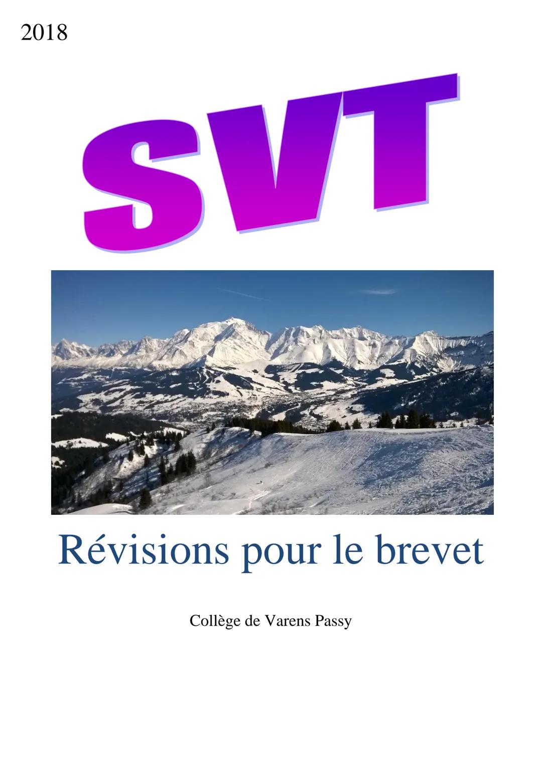 2018
SVT
Révisions pour le brevet
Collège de Varens Passy Les volcans
Les séismes
La planète Terre
La circulation du sang
La structure de
la