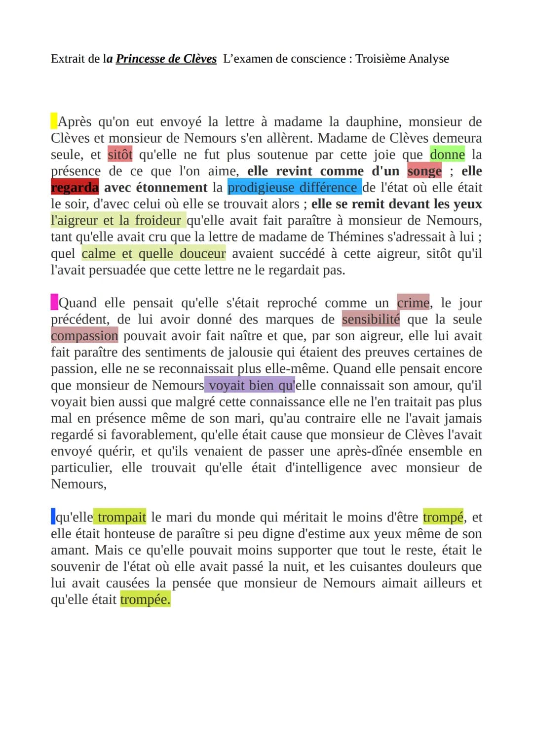 SEQUENCE 3: Individu, morale et société
La Princesse de Clèves
Extrait 3 : l'examen de conscience
INTRODUCTION
Présentation de l'œuvre Sous 