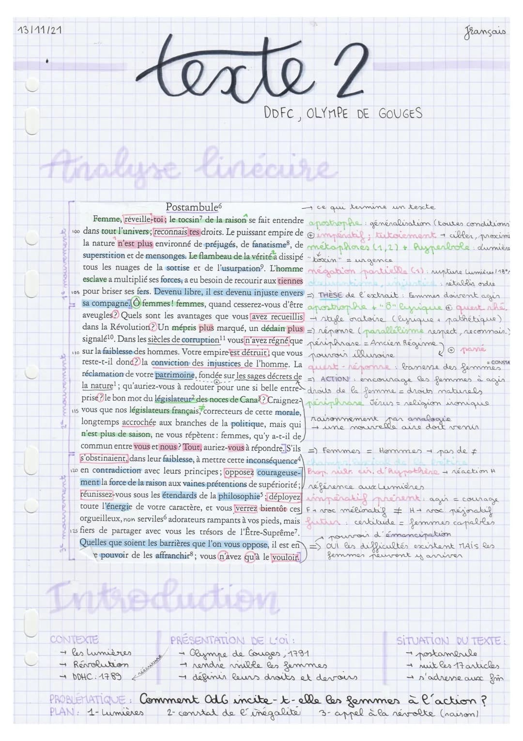 13/11/21
•
2
CONTEXTE
texte 2
Analyse linécure
Postambule6
ce qui termine un texte
mégation partielle (1): rupture Lumières / 18⁰,
stice: ré