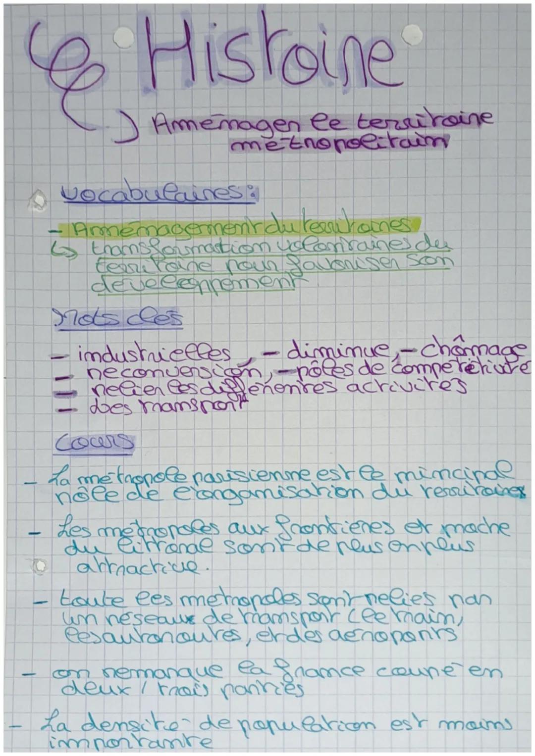 # Histoine

) Amemagen le tersiraine
metropolitain

Vocabulaines:

- Arménagerment du reuthones.
$
\Leftrightarrow$ transformation volontain