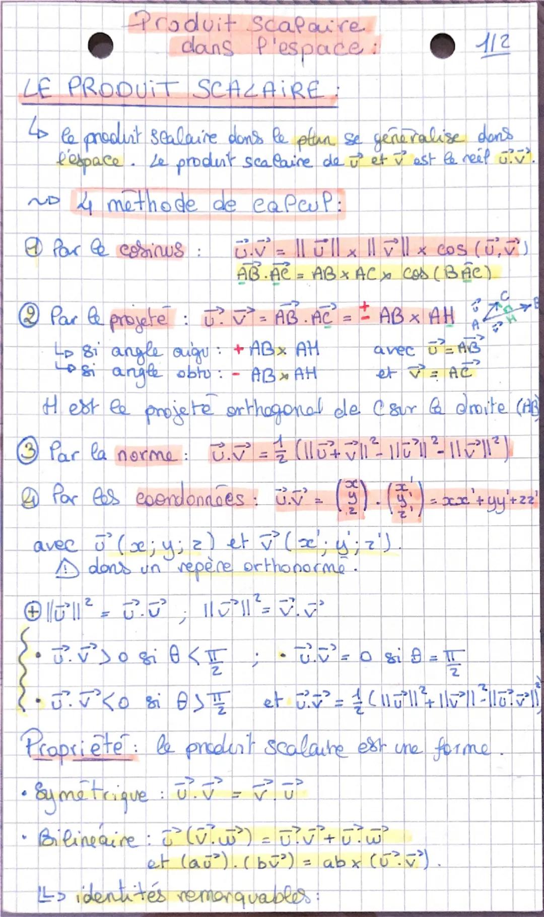 - $(\vec{u} \pm \vec{v})^2 = \vec{u}^2 + \vec{v}^2 \pm 2 \vec{u}.\vec{v}$
- et $(\vec{u}-\vec{v})(\vec{u}+\vec{v}) = \vec{u}^2 - \vec{v}^2$
