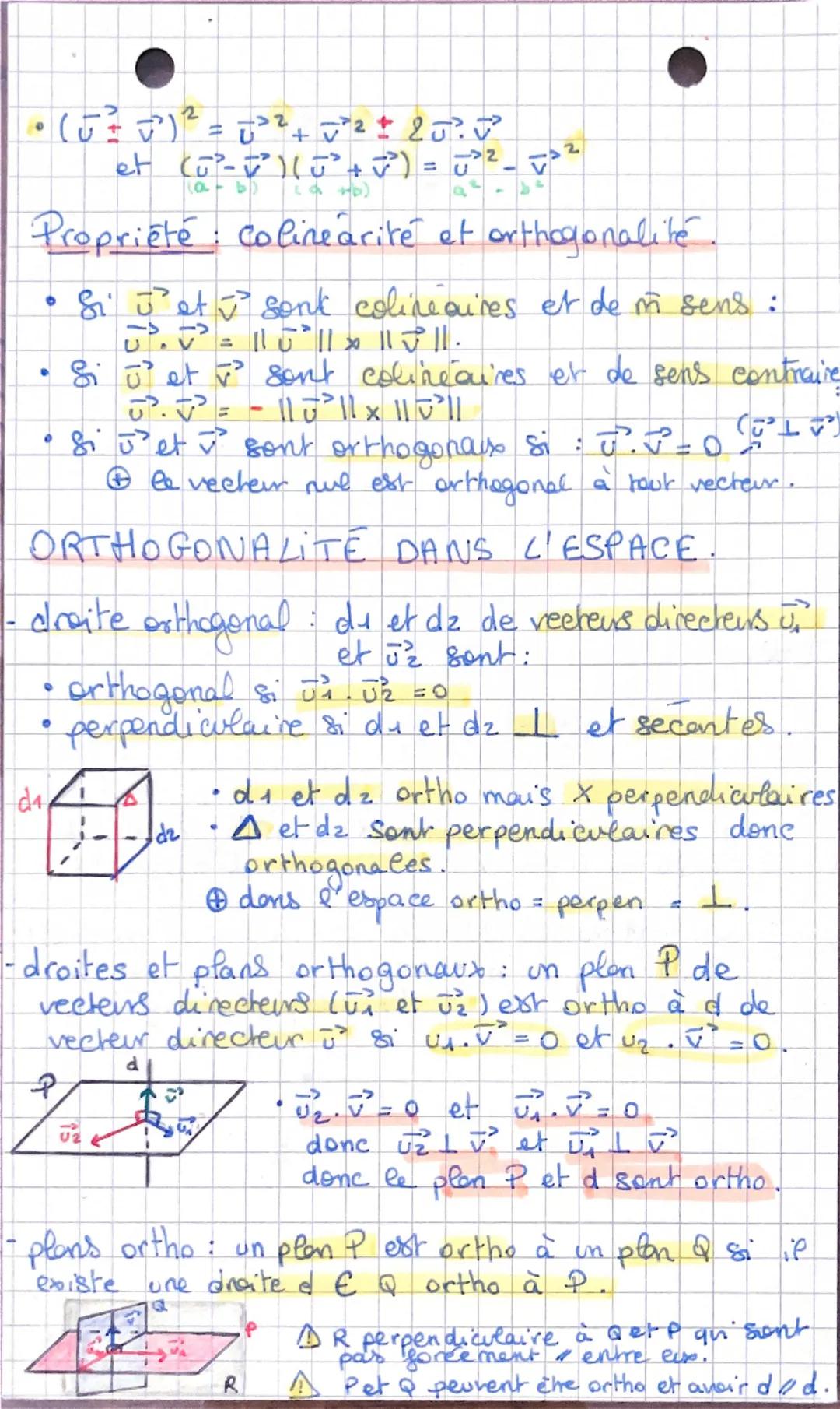 - $(\vec{u} \pm \vec{v})^2 = \vec{u}^2 + \vec{v}^2 \pm 2 \vec{u}.\vec{v}$
- et $(\vec{u}-\vec{v})(\vec{u}+\vec{v}) = \vec{u}^2 - \vec{v}^2$
