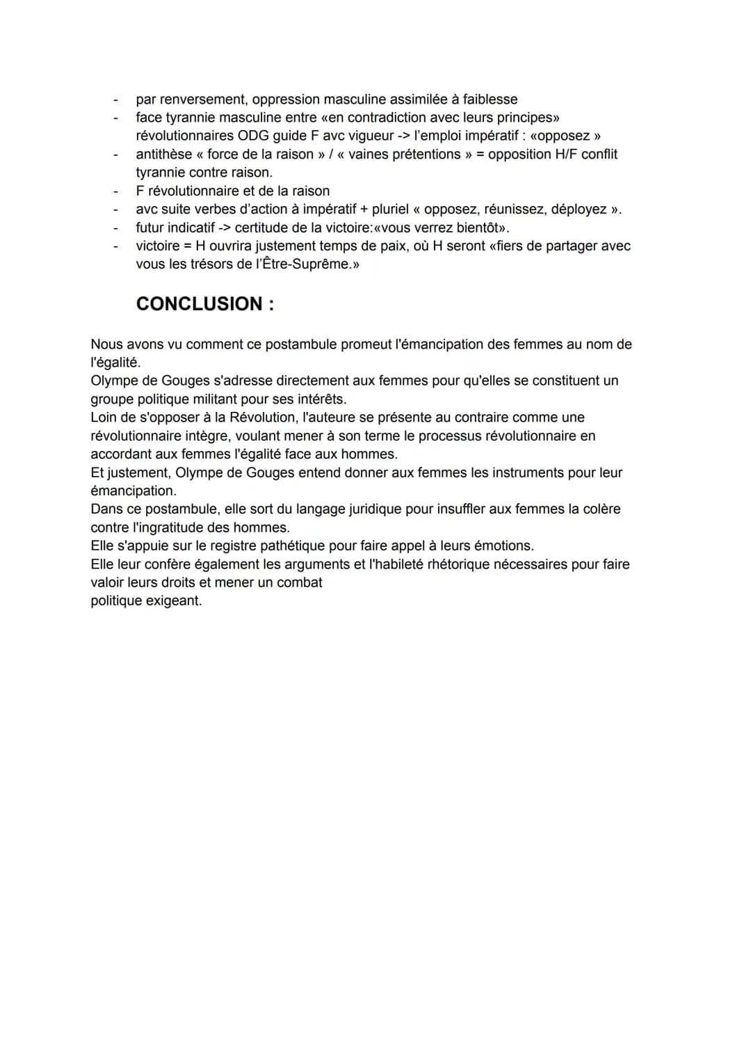 Postambule de la Déclaration des droits de la femme et de la
citoyenne
INTRODUCTION :
1 - Oeuvre
Postambule de la Déclaration des droits de 