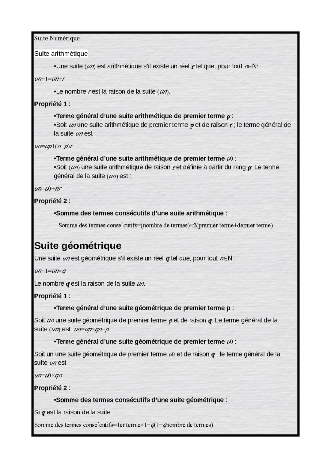 Exemple Suite Arithmétique et Géométrique - Exercice Corrigé pour Toi!