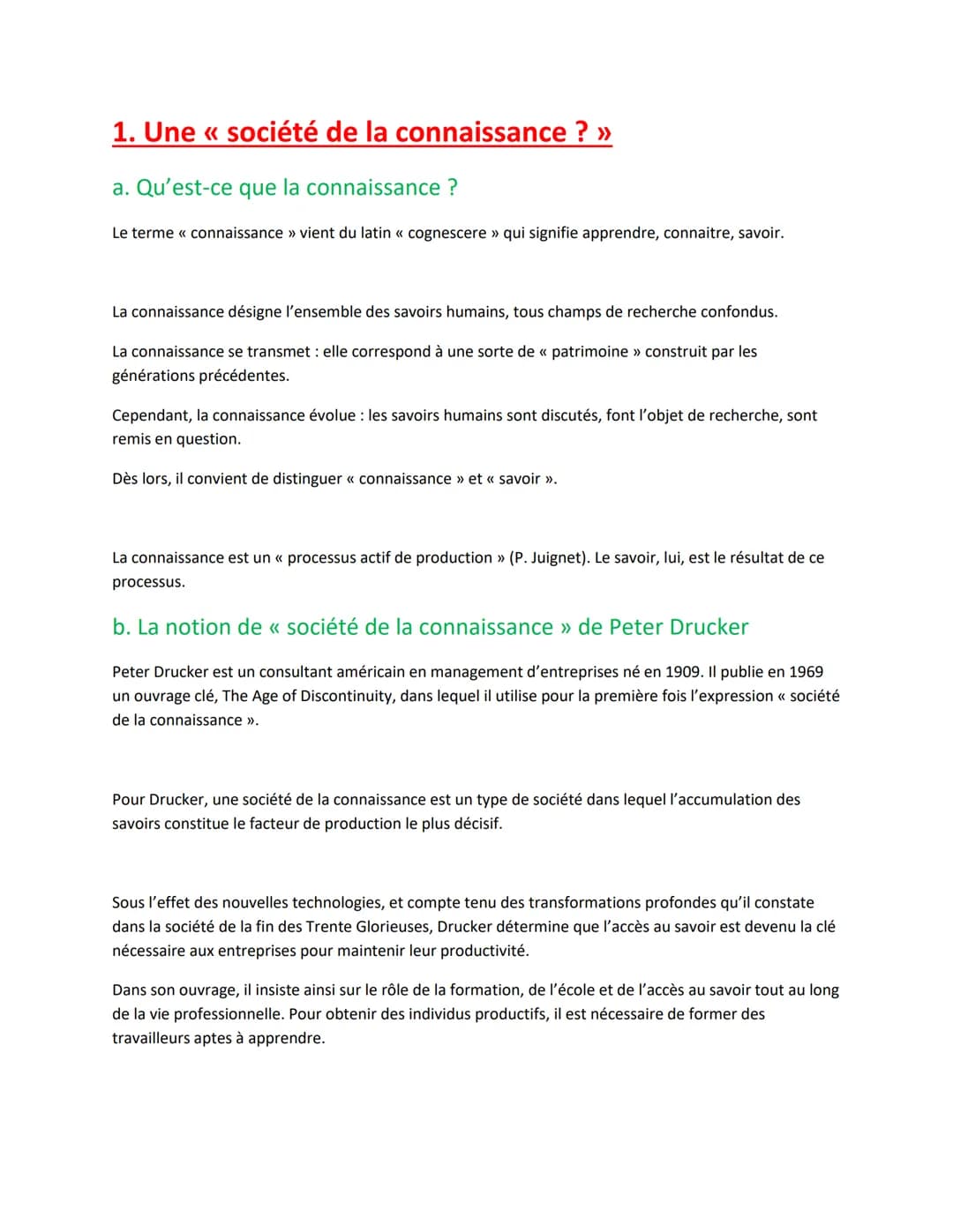 1. Une « société de la connaissance ? »
a. Qu'est-ce que la connaissance ?
Le terme « connaissance » vient du latin « cognescere » qui signi