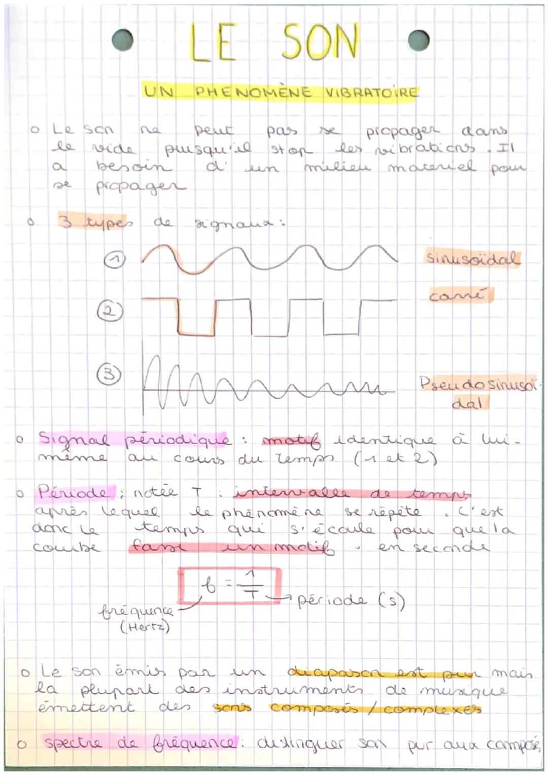 UN
LE SON
PHENOMENE VIBRATOIRE
o Le scn
le
a
2e
na
peut
pas
se
propager
dans
les vibrations.
HI
vide puisqu'il stop
besoin
d
un
propager
3 t