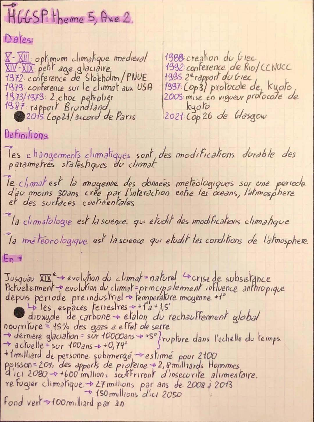 HGGSP. theme 5, Axe. 2.
Dates:
X-XIII: ophi mum climatique medieval
XIV-XIX peht age glaciaire
conference de Stokholm/PNUE
1979: conference 