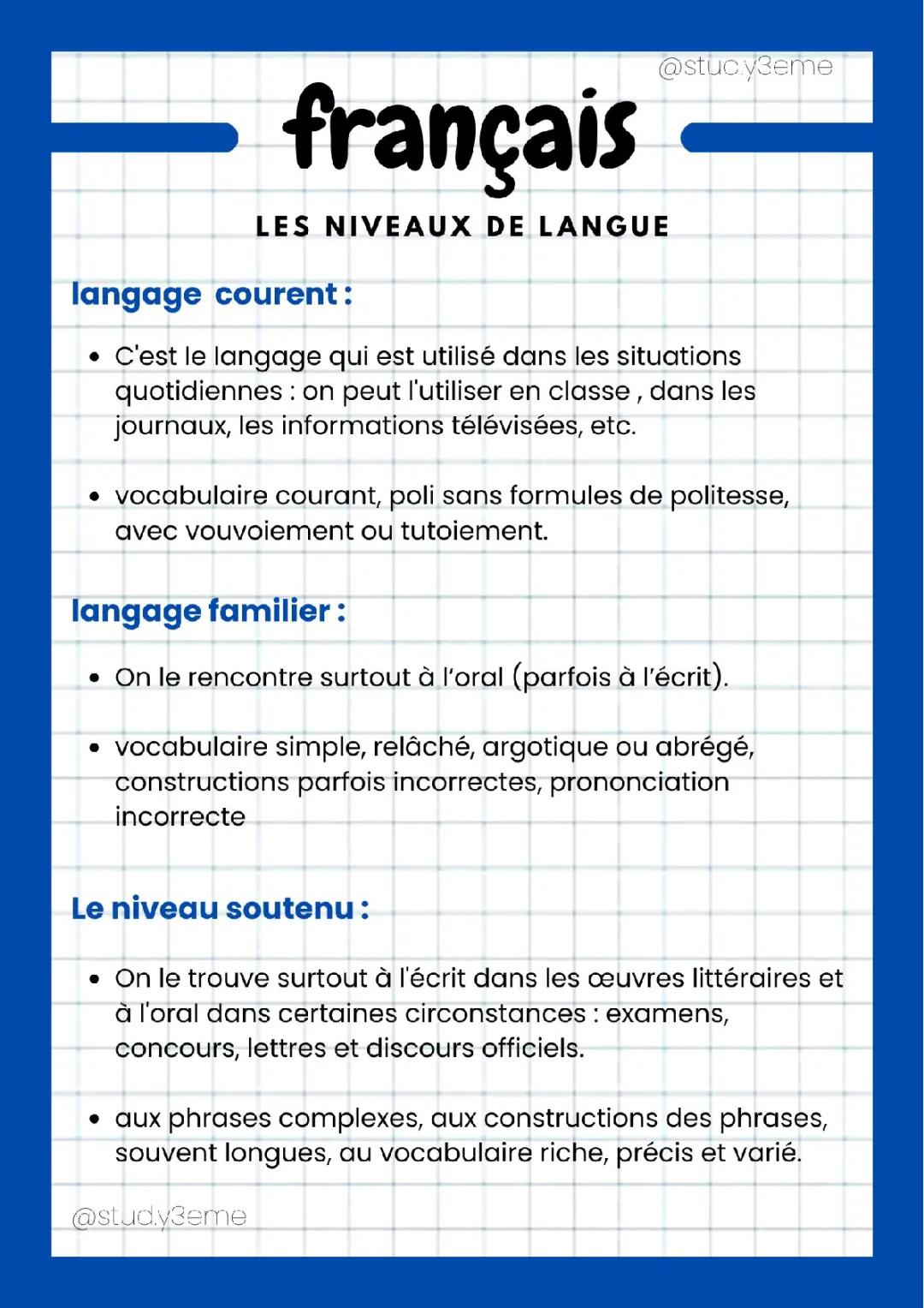 Les niveaux de langue 