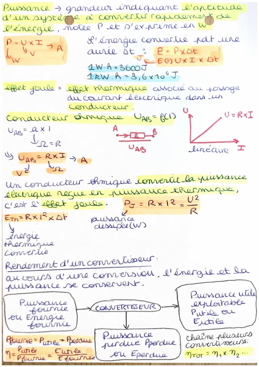 Chapitre 10: l'énergie des
systèmes électriques
Tension notee U et unité est volt (V) que l'on
mesure avec un Voltmetre
DERIVATION.
Entre 2 