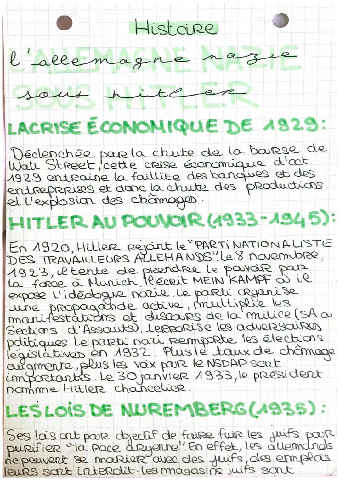 # Histoire

l'allemagne nazie
sous hiteer

LACRISE ÉCONOMIQUE DE 1929:

Déclenchée par la chute de la bourse de
Wall Street, cette crise éco