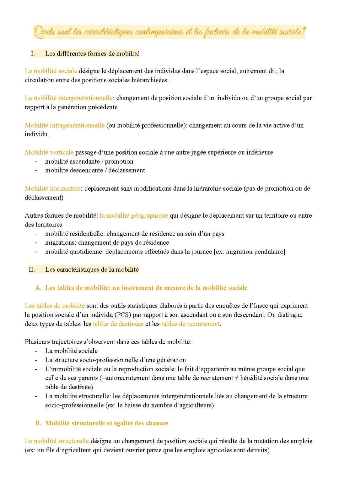 Questions sur la Mobilité Sociale en SES Terminale: Définitions, Exemples, PDF [Fiche de Révision]