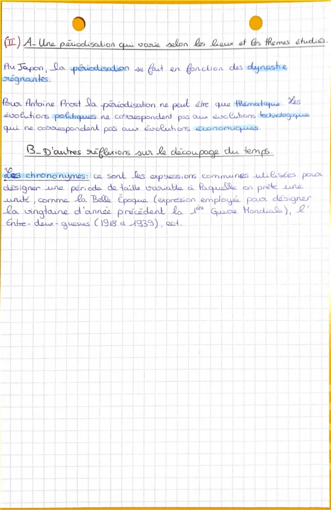 ●Histoire
introduction
4 la périodisation en histoire
Periodisation: c'est établir des périodes dans les temps.
Période durer de temps avec 
