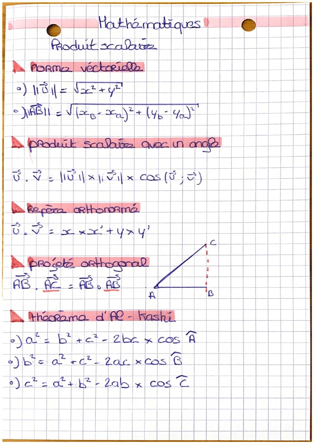 Mathématiques
Produit scalare

norma vectorielle
○) 11811 = √2x²+y²²
*ABII = √(xo-xa)² + (40-Yo)²

proderit scalaire avec un angle

び、シンジニメ×