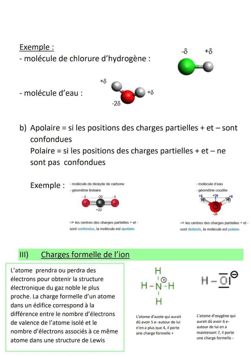 I) Prévision de la géométrie :
Nombre de
liaison
Répartition des
doublets autour de
l'atome
4
3
Molécules et
Leurs géométries
2
A
A
-A-
plan