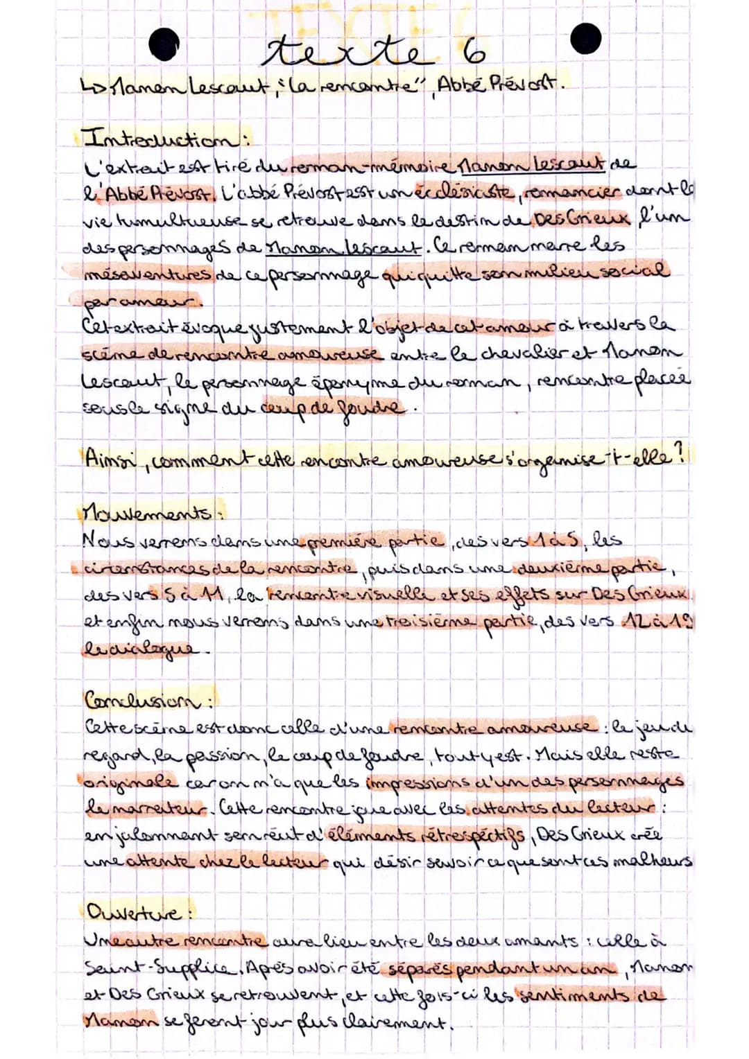 texte 6
Lanen Lescaut, " (a encontre" Abbé Prévost.
Introduction:
L'extreut est fire dureman-mémoire Manom Lescaut de
l'Abbe Prevost, L'abbé