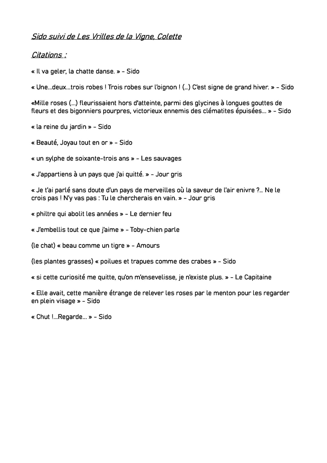 Citations - Sido&Les Vrilles de la vigne