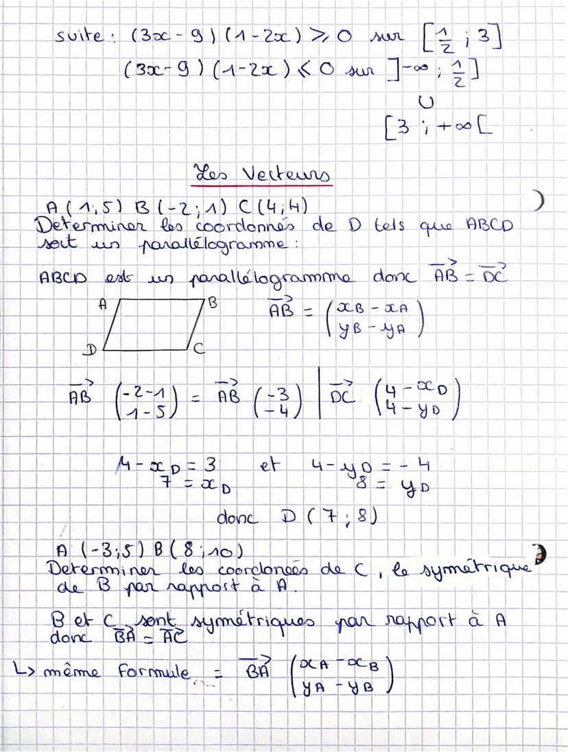 3.
a
MATHÉMATIQUE
(n)
1°) 2x + 3 <4-300
2x+50<4-3
7x<1
x < 0,14
2x = 3 = 5
20-3+3=5+3
2x=8
2
Z
x = 4
Les équations
Les
(3x-9) (1-20)
3x-9=0.