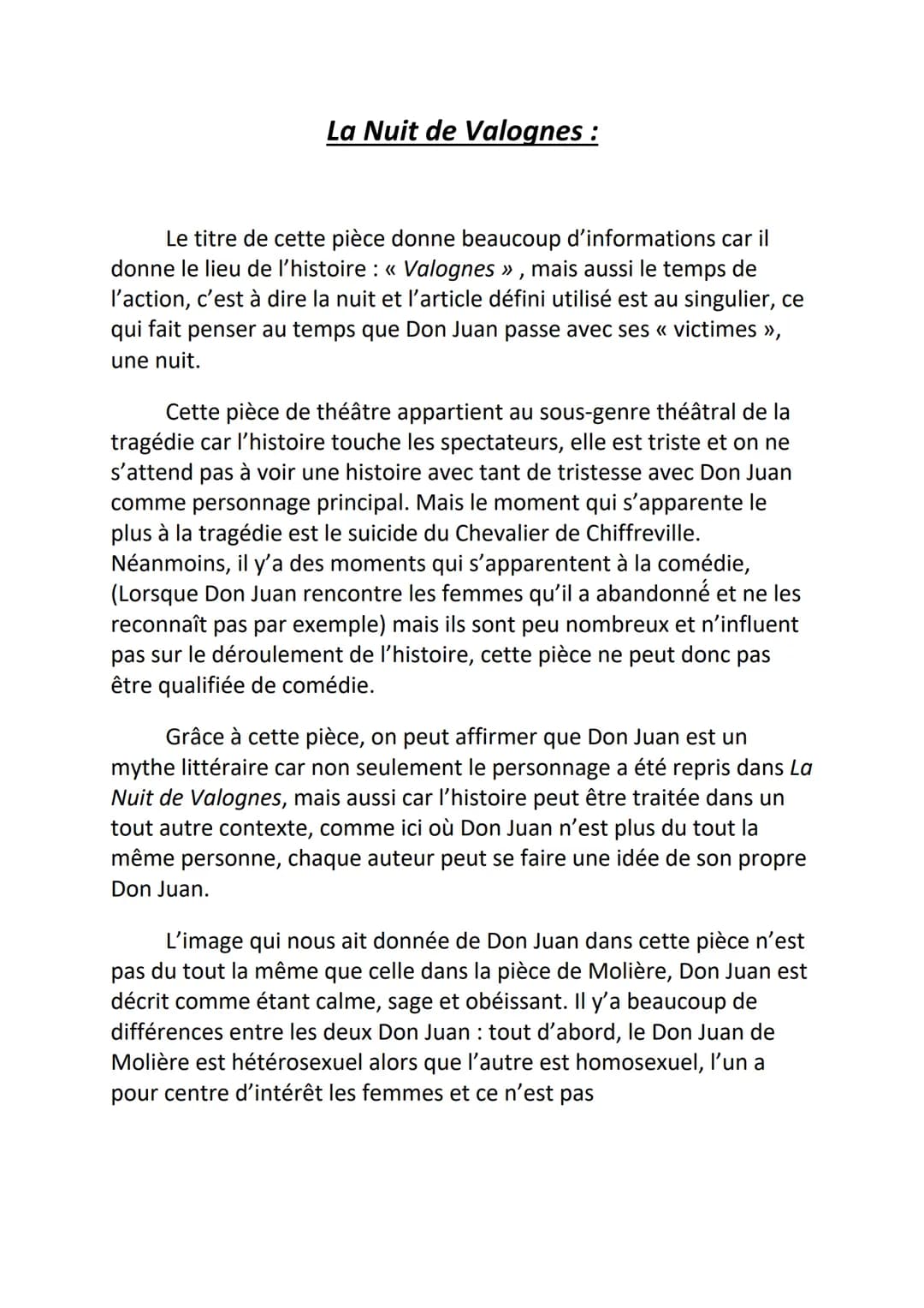 La Nuit de Valognes:
Le titre de cette pièce donne beaucoup d'informations car il
donne le lieu de l'histoire : « Valognes », mais aussi le 