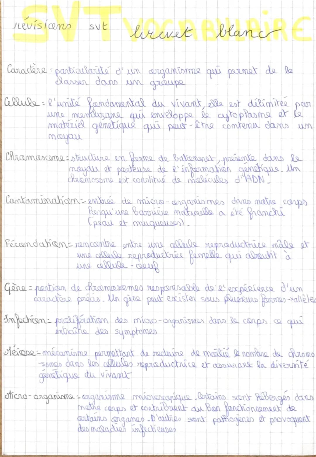 Fiche de révision SVT Brevet 2024 - PDF pour 3ème