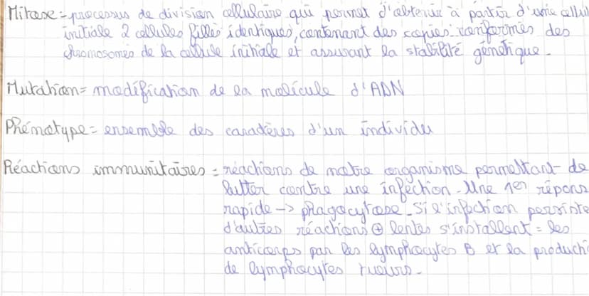 brevet blaner A
Caractère particularité d'un organisme qui permet de le
casser dans un groupe.
revisions
svt
Cellule = l'unité fondamental d