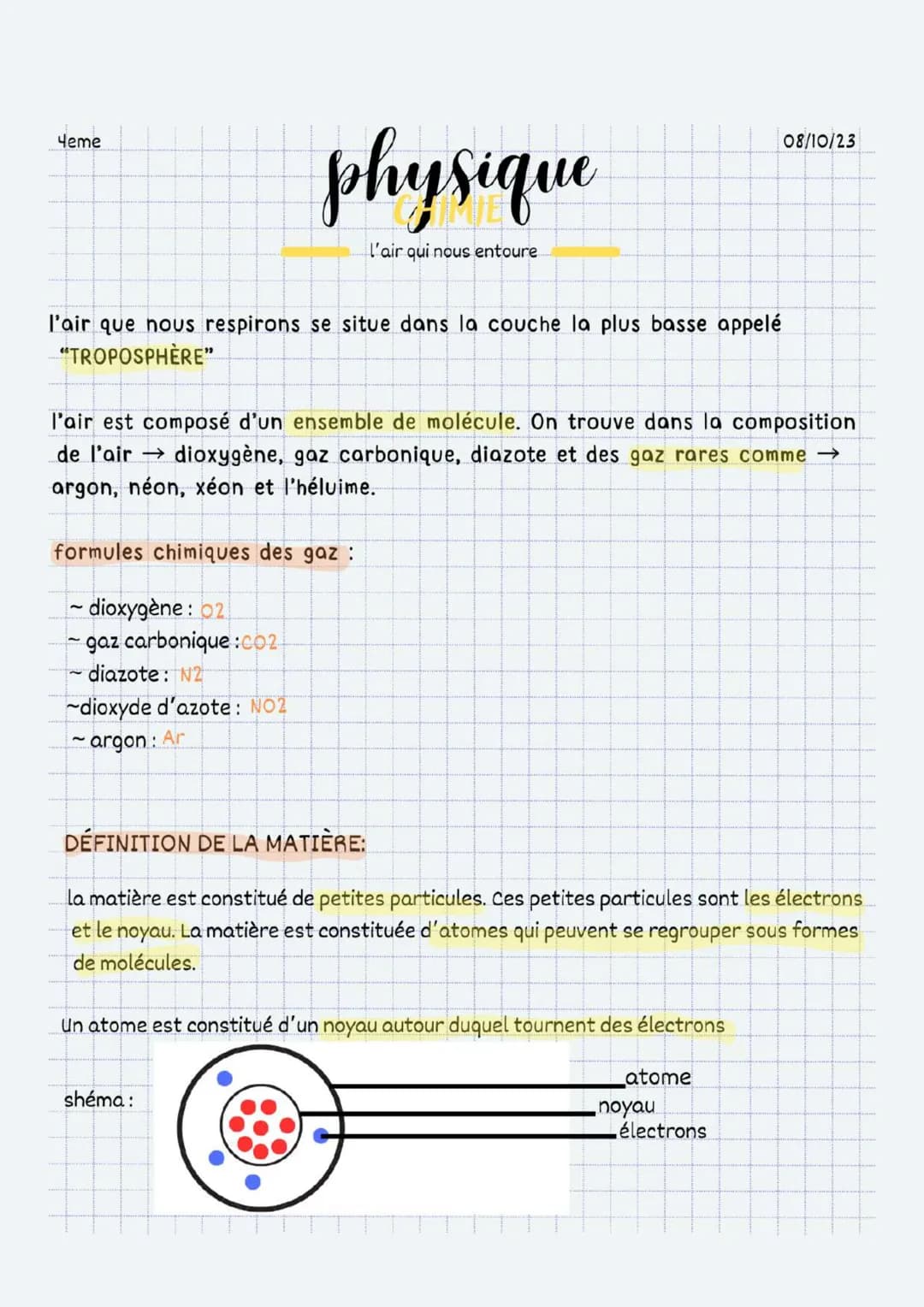 Чеме
l'air que nous respirons se situe dans la couche la plus basse appelé
"TROPOSPHÈRE"
physique
l'air qui nous entoure
l'air est composé d